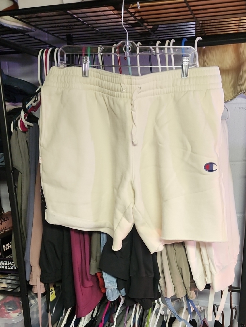 Champion Cream Fleece Logo Shorts